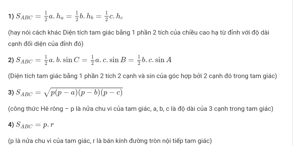 Công thức tính diện tích tam giác, hình tròn, hình vuông, hình chữ nhật, hình thang, hình bình hành-2